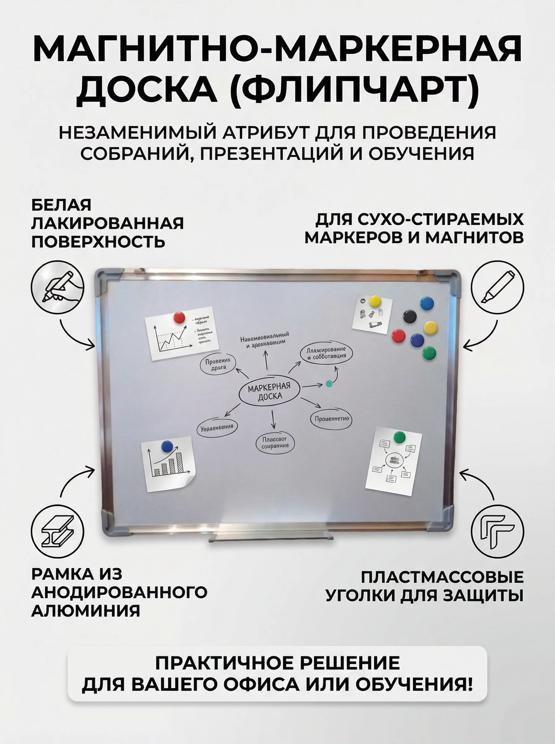 Доска магнитно-маркерная, флипчарт