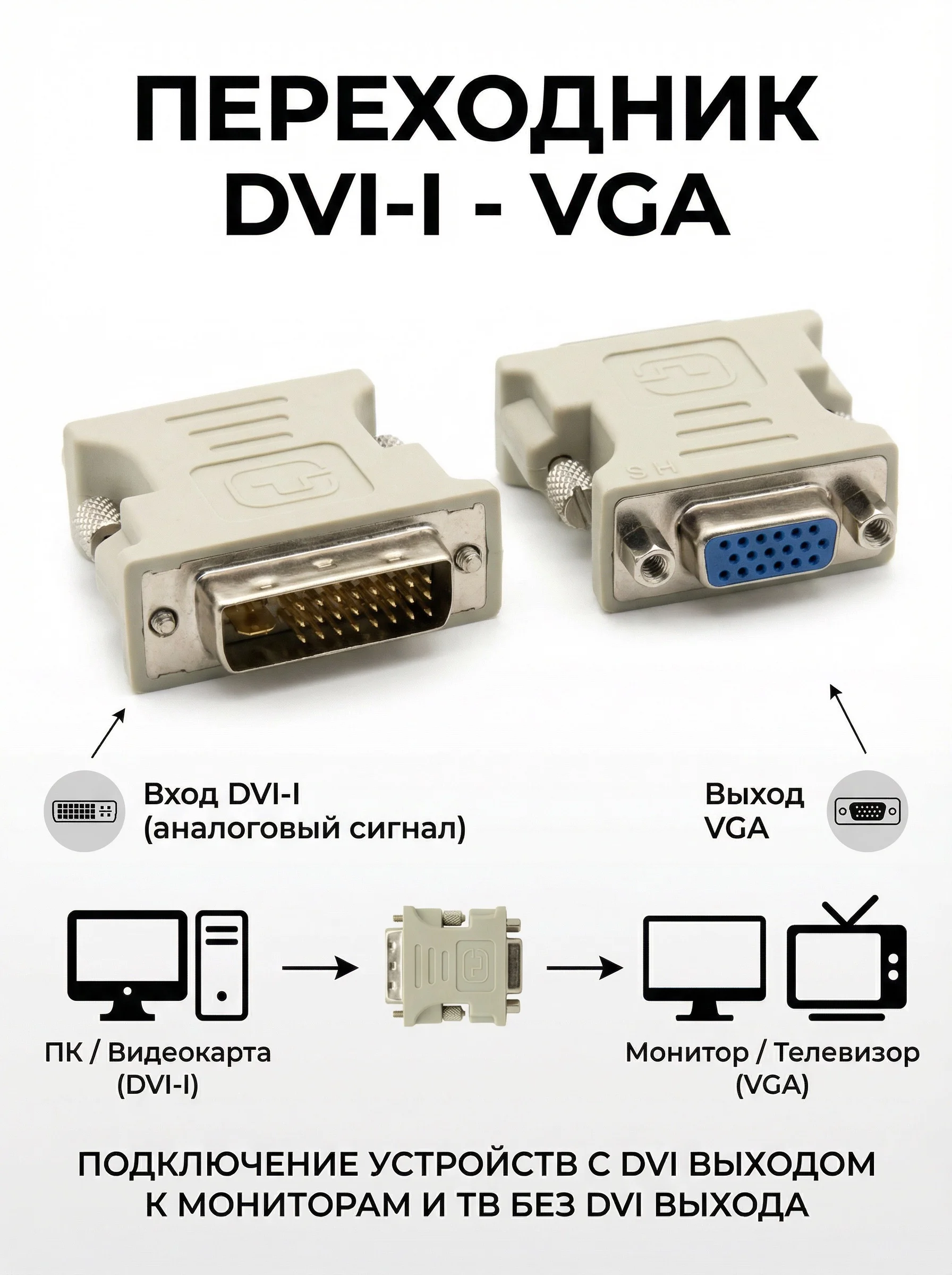 Переходник dvi-i - vga